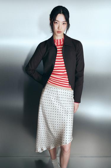 Zara 條紋拉鍊夾克 - 棕色