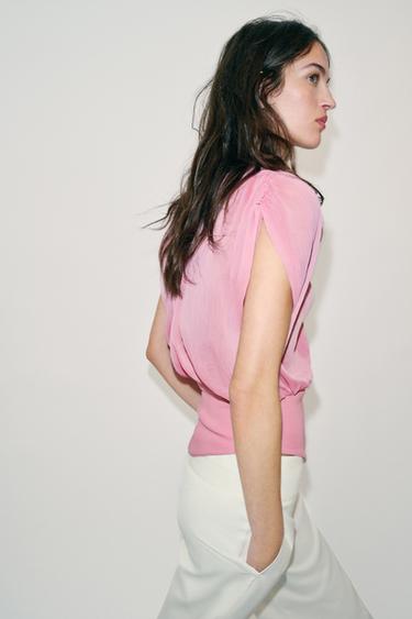 TOP BIMATIÈRE EN GEORGETTE - Rose de Zara - Image 3
