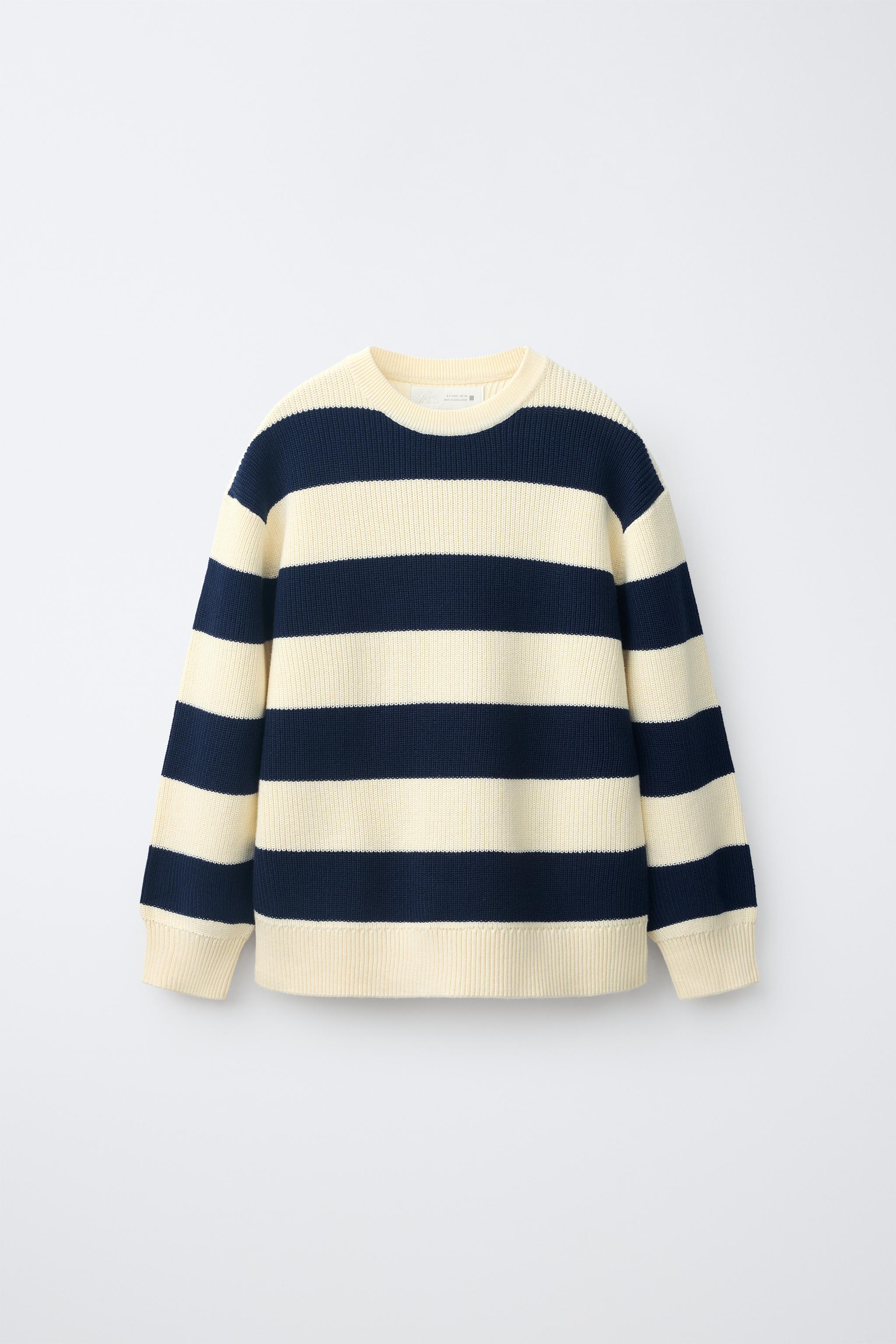 PURL KNIT JUMPER — Ecru / Navy