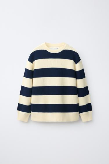 STRIPED PURL-KNIT JUMPER - Ecru / Navy by Zara