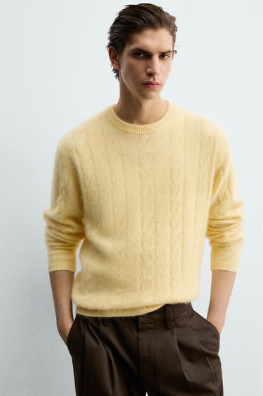 BRUSHED CABLE-KNIT TEXTURED JUMPER - Butter by Zara - Image 5