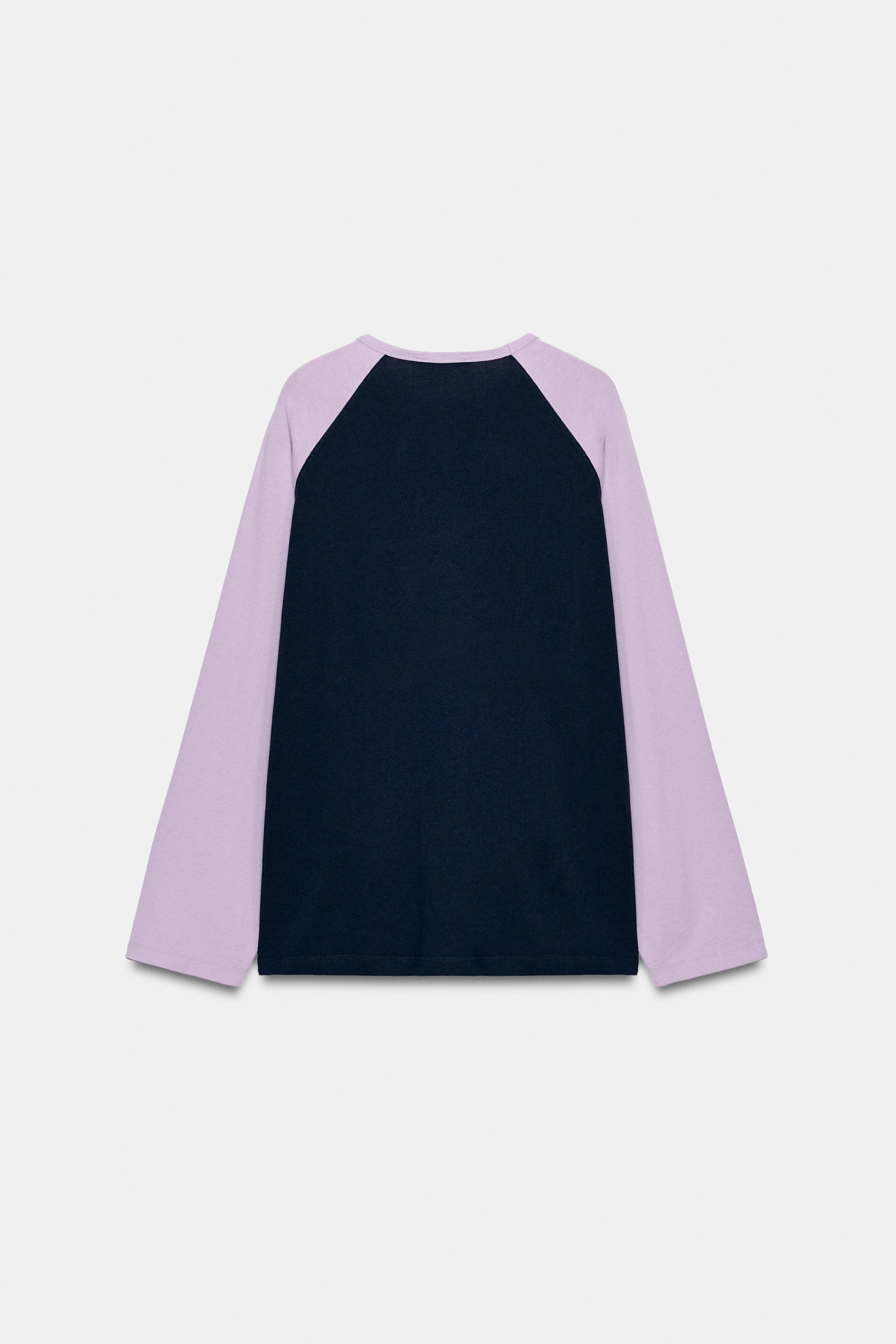 Женские футболки Zara COLORBLOCK RAGLAN T-SHIRT — фото 8