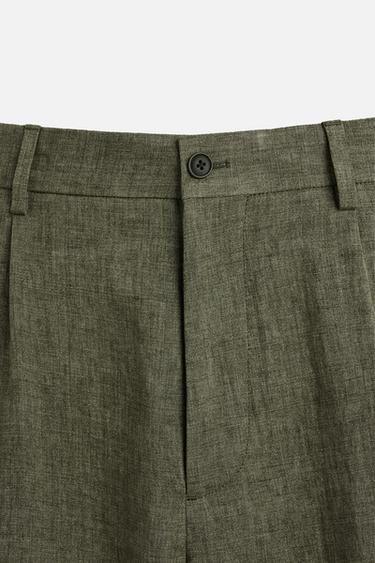 PANTALON DE COSTUME 100 % LIN - Kaki foncé de Zara - Image 7