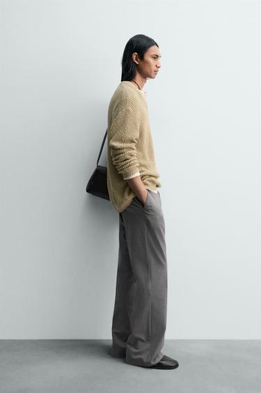 PULL STRUCTURÉ IRRÉGULIER COL EN V - Marron clair de Zara - Image 3