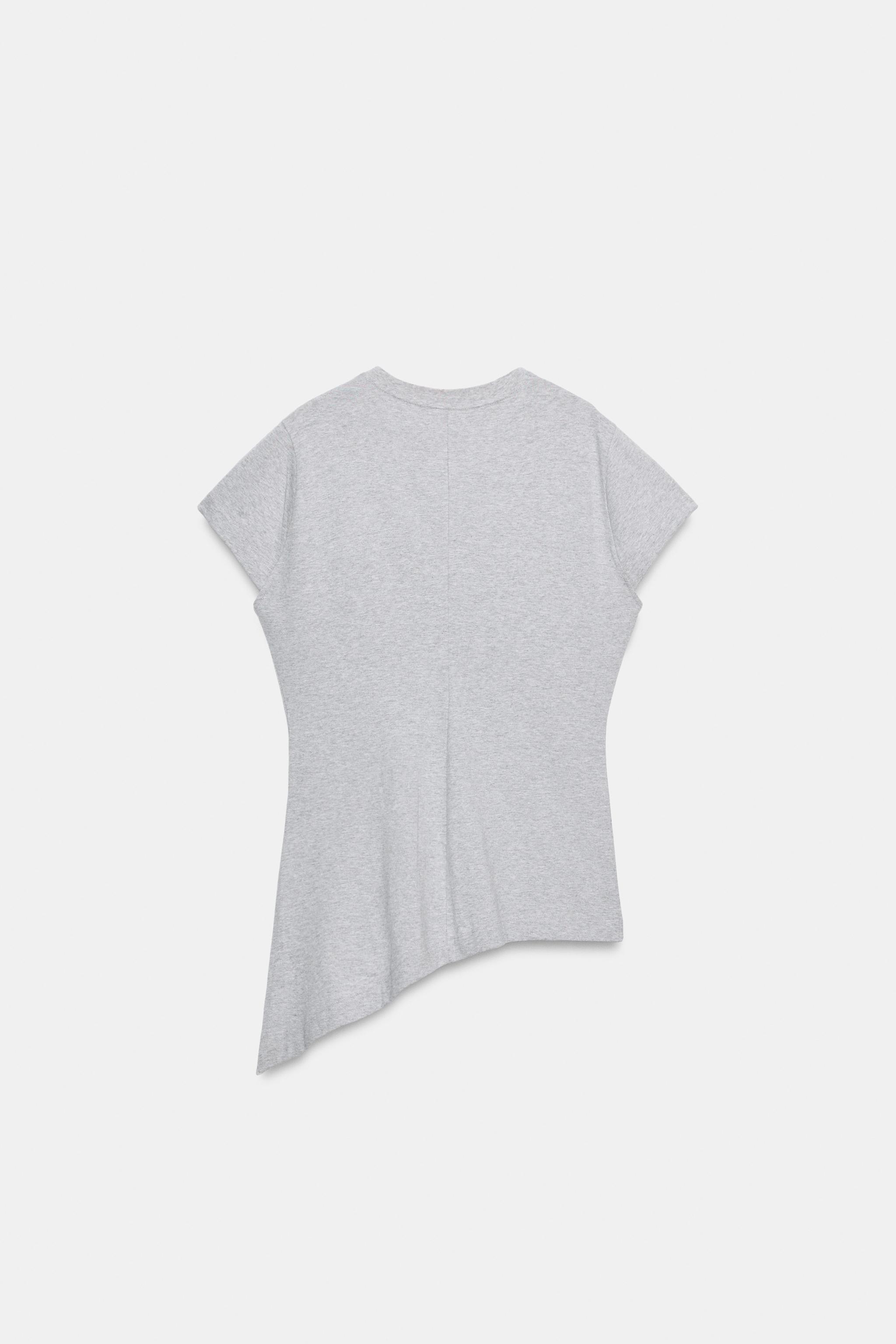 Женские футболки Zara ASYMMETRIC PLEATED T-SHIRT — фото 6