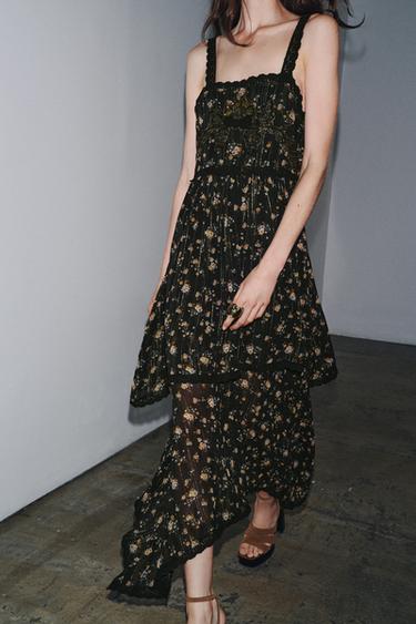 ZW COLLECTION FLORAL PRINT DRESS - Black by Zara
