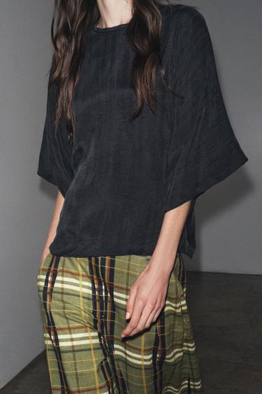 ZW COLLECTION SHORT SLEEVE TOP - Grey marl by Zara - Image 3