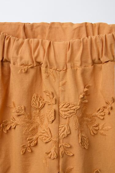 EMBROIDERED LEAF AND CROCHET FLOWER BERMUDA SHORTS - Brick by Zara - Image 2