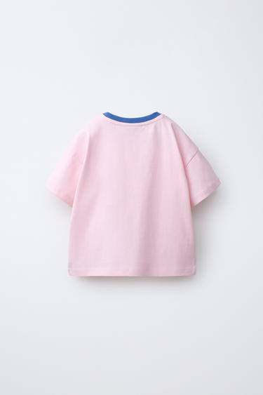 T-SHIRT À MOTIFS IMPRIMÉS - Rose de Zara - Image 1