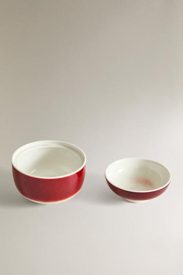 COLOURED PORCELAIN BOWL WITH LID - Dark red by Zara - Image 1