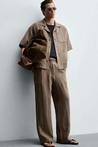 PANTALON RELAXED FIT 100 % LIN - Marron / Taupe de Zara - Image 5