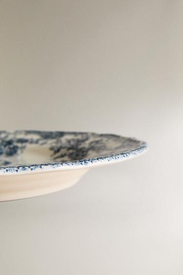 FLORAL EARTHENWARE DINNER PLATE - Blue by Zara - Image 3