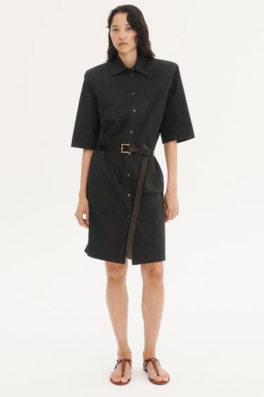 Zara WILLY CHAVARRIA X ZARA SHOULDER PAD SHIRT DRESS - Black