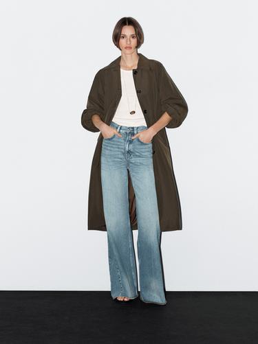 Zara Technical fabric trench coat with button detail - Dark brown - Image 0