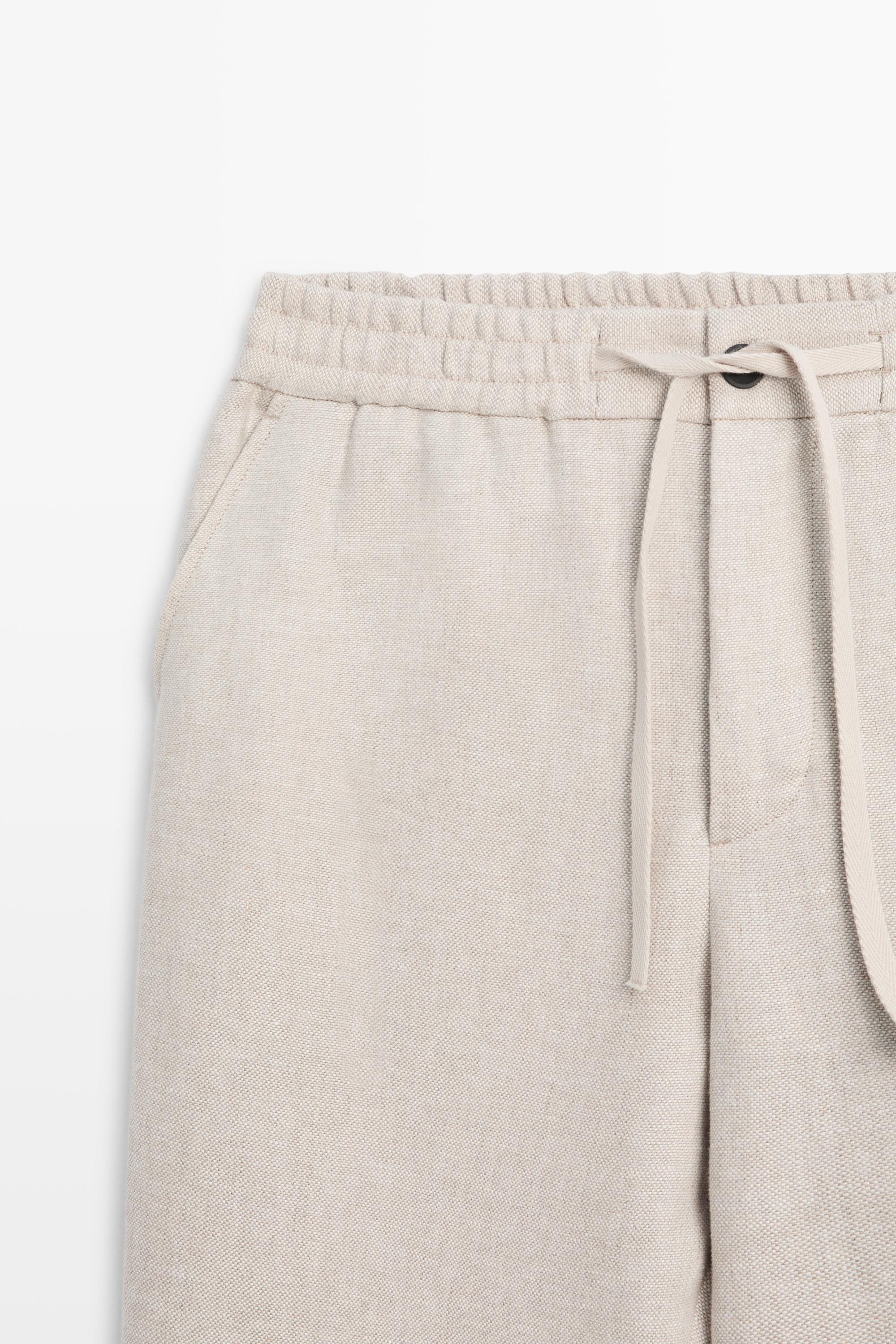 100% linen textured co-ord pants — Ecru