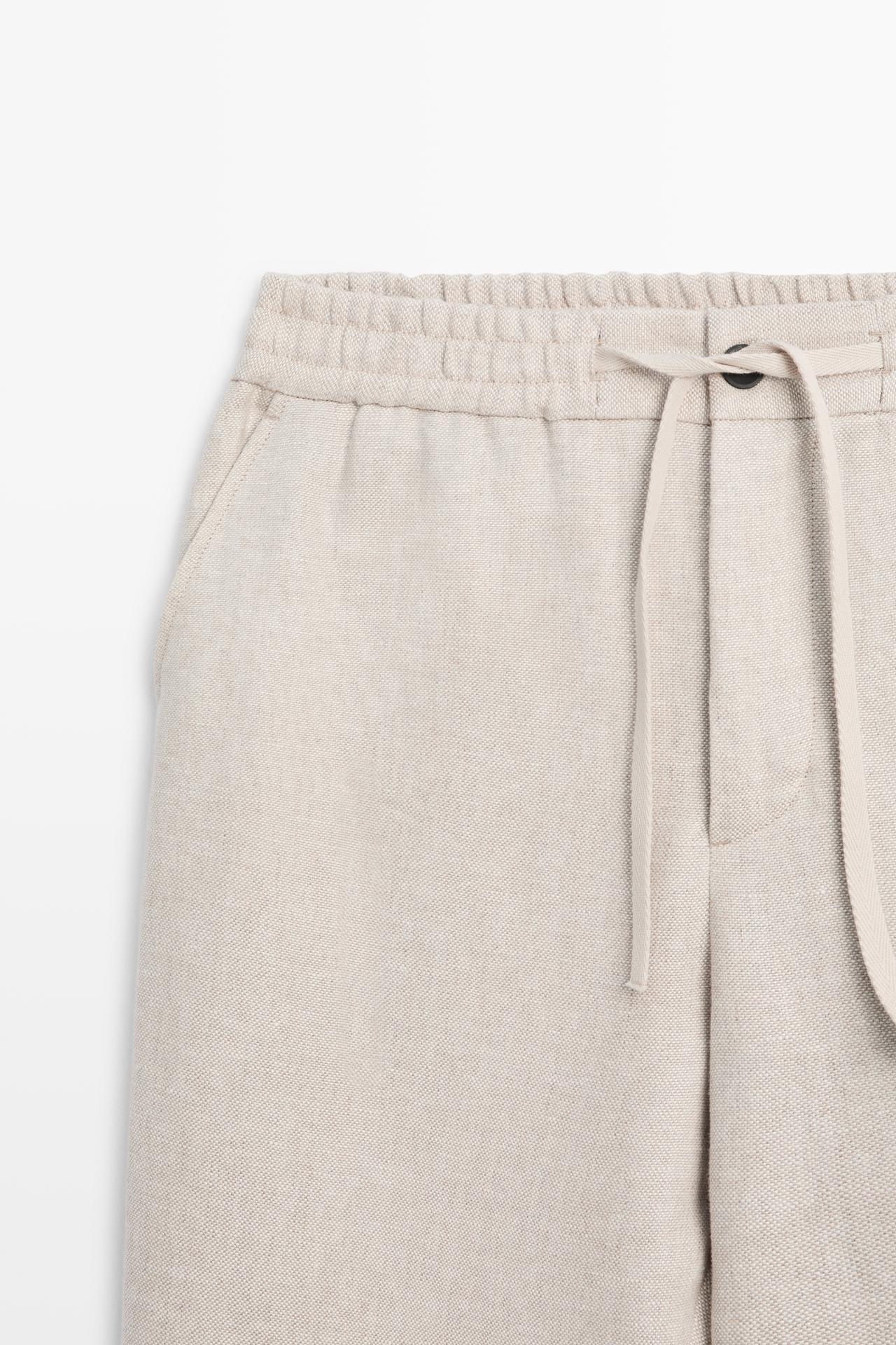 100% linen textured co-ord pants — Ecru