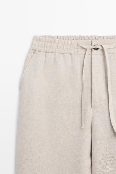 100% linen textured co-ord pants — Ecru 2