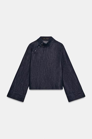 Z1975 DENIM HIGH NECK SHIRT - Indigo by Zara