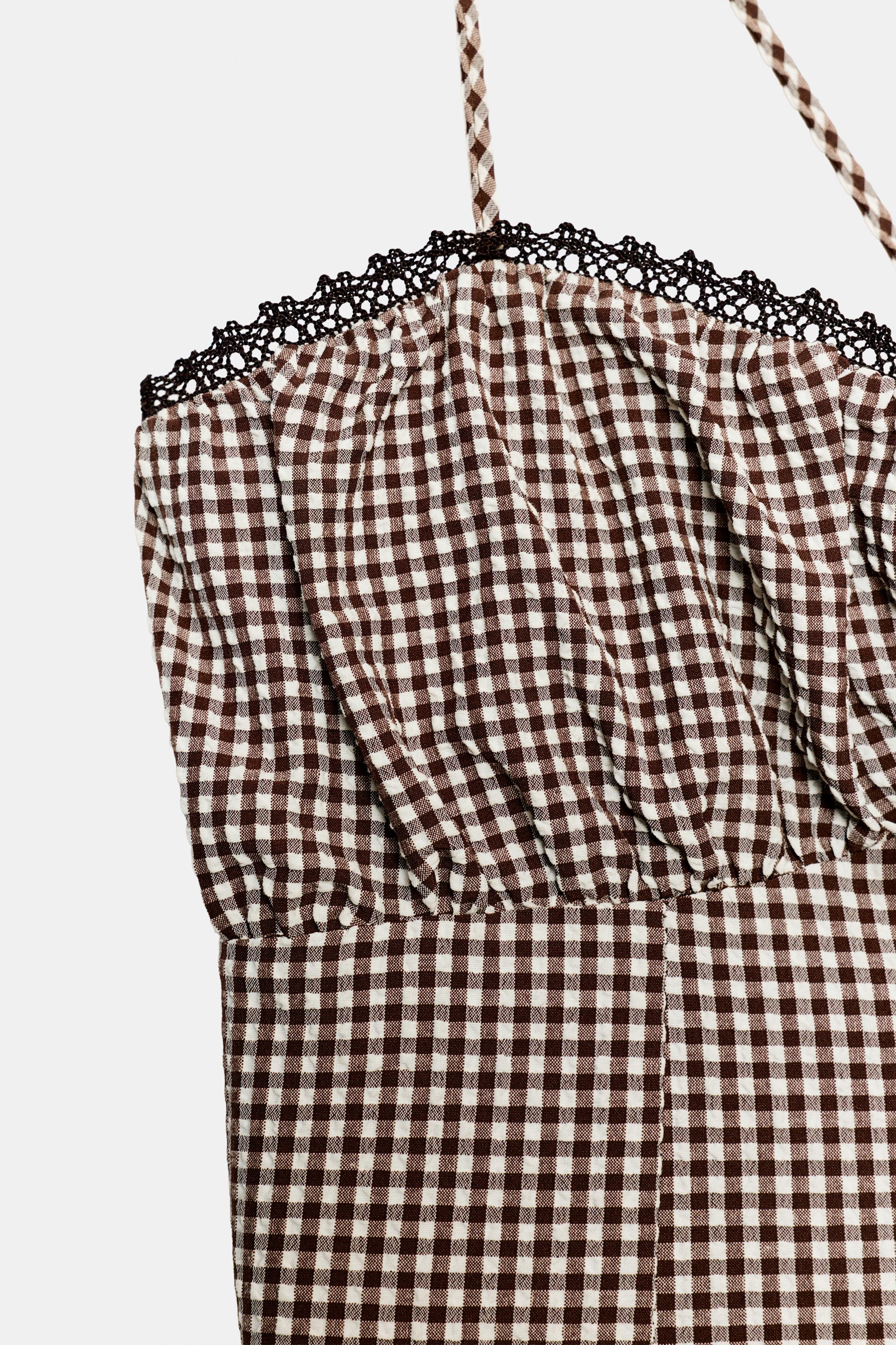Женские платья Zara GINGHAM MIDI DRESS — фото 9