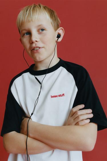 CAMISETA MANGA RANGLÁN BORDADO - Blanco de Zara