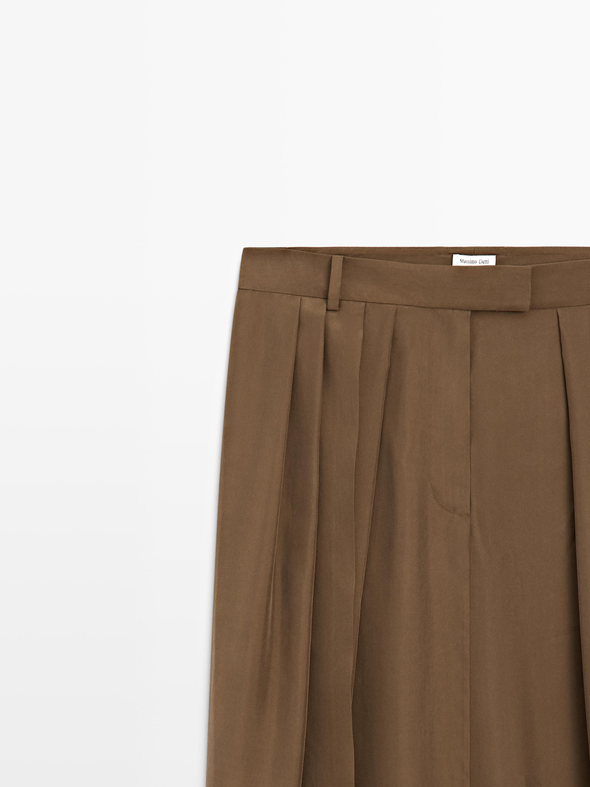 100% silk midi skirt with gathered details - STUDIO