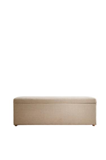 WOOD AND LINEN STORAGE BENCH - Light beige by Zara