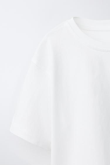 T-SHIRT EN MATIÈRES VARIÉES AVEC DENTELLE - Blanc de Zara - Image 2