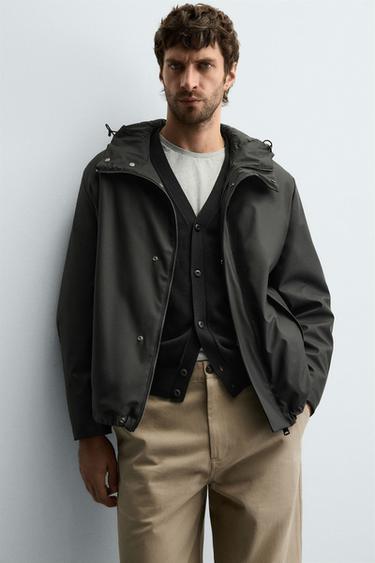RUBBERISED EFFECT PARKA WITH HOODIE - Black by Zara - Image 6