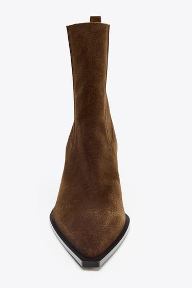 SPLIT SUEDE COWBOY ANKLE BOOTS - Brown by Zara - Image 2