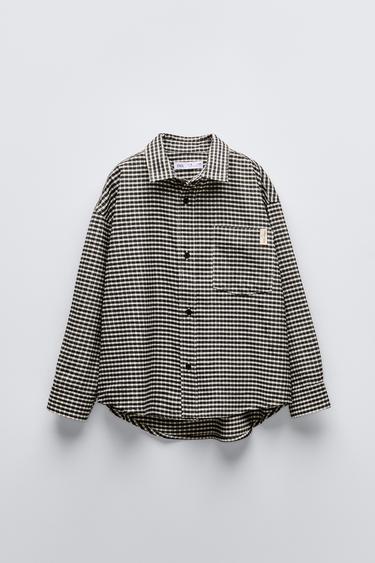 РУБАШКА В КЛЕТКУ С КАРМАНОМ — ЧЕРНЫЙ от Zara — изображение 0