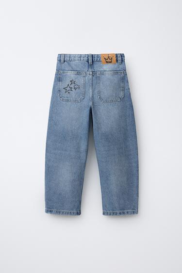 STAR PRINT BARREL JEANS - Mid-blue by Zara - Image 1