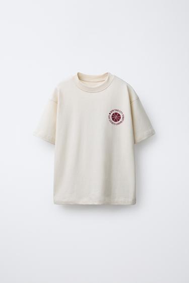 Zaras T-SHIRT MED TRYCK - Naturfärg