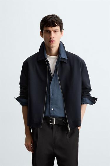 ZIP-UP OVERSHIRT - Dark navy by Zara