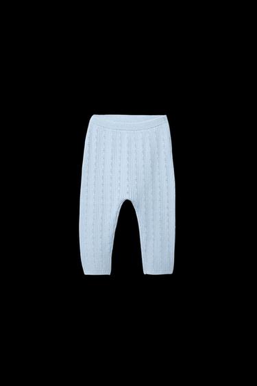 Zara OPENWORK KNIT PANTS - Light blue - Image 0