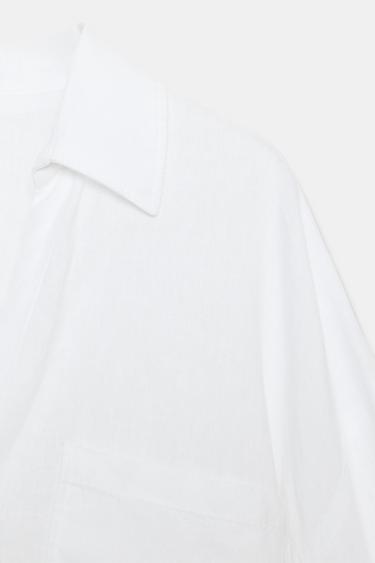 CHEMISE FLUIDE AVEC LIN - Blanc de Zara - Image 7