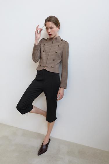 Zara ZW COLLECTION CAPRI PANTS - Black