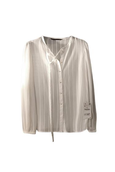 SHEER TIE NECK BLOUSE