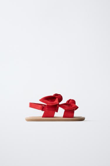 САНДАЛИИ С БАНТАМИ — Красный от Zara