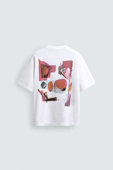 Zara COMBINATION EMBROIDERY BOXY FIT T-SHIRT - White