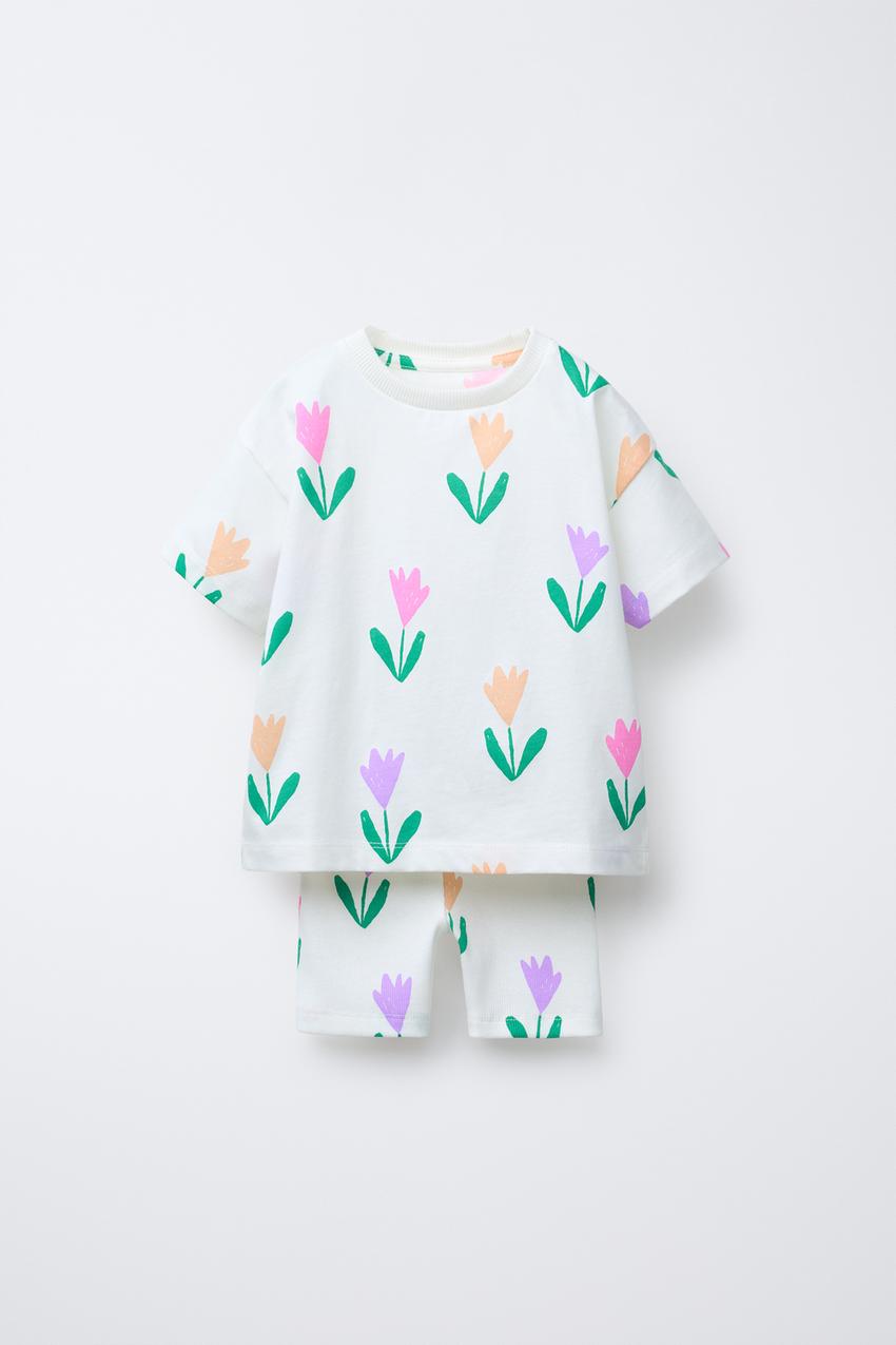 PRINTED JOGGING T-SHIRT AND CYCLING LEGGINGS SET