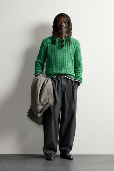 TEXTURED CABLE-KNIT JUMPER AARON LEVINE X ZARA - Green by Zara - Image 0