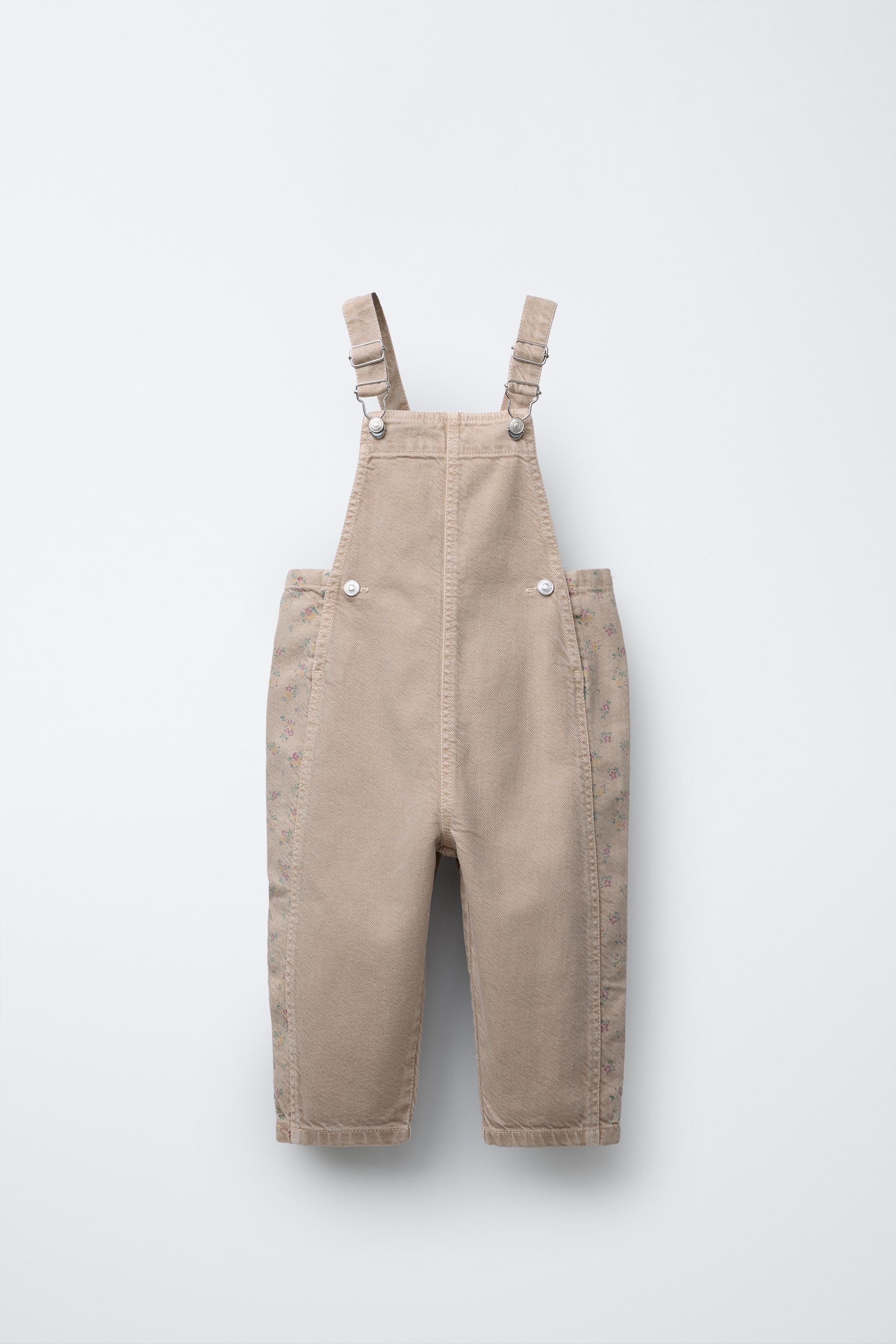 FLORAL PRINT LONG TWILL OVERALLS - Mid-ecru | ZARA United States