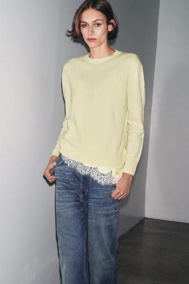 EXTRAWEICHER STRICKPULLOVER AUS 100% WOLLE - Hellgelb von Zara