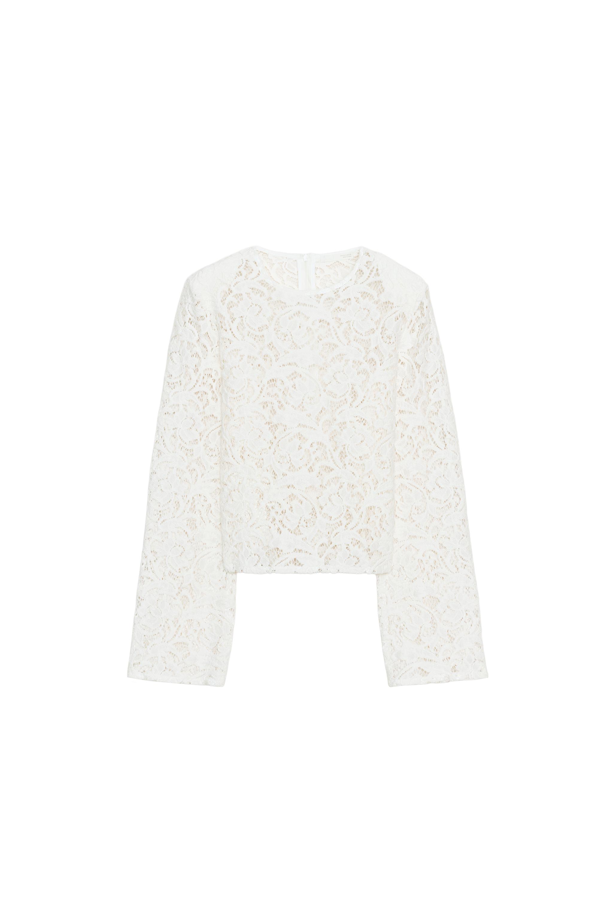 SHOULDER PAD LACE TOP - Oyster-white | ZARA Canada