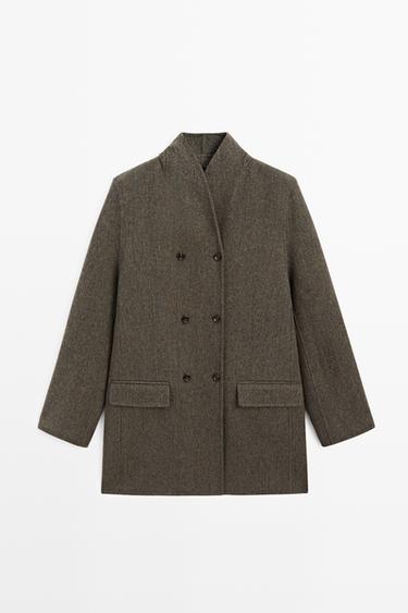 Zara Mid-length double-breasted coat with button detail - Brown - Image 0