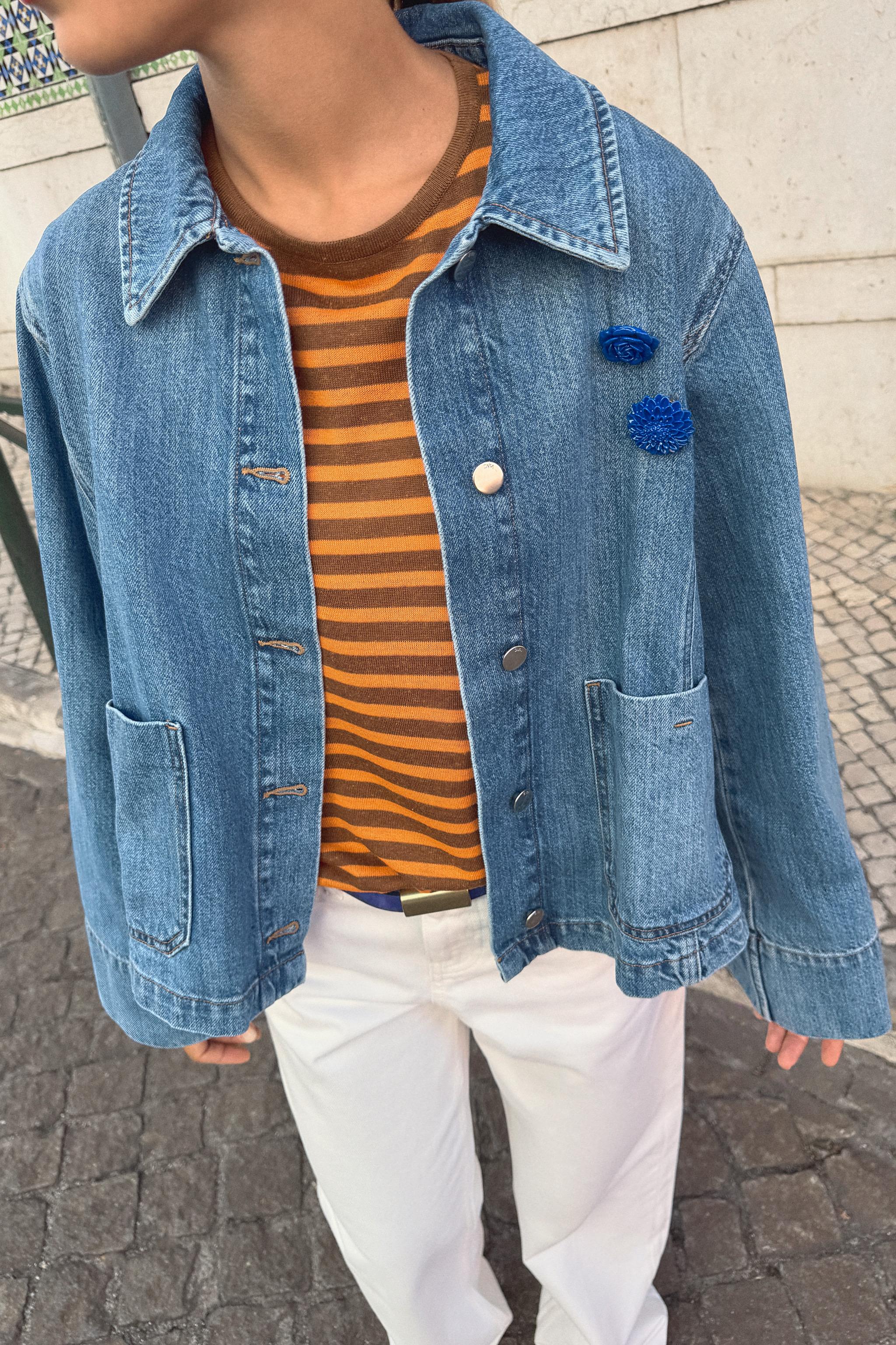 Z1975 SHORT DENIM JACKET — Mid-blue (alternate view)