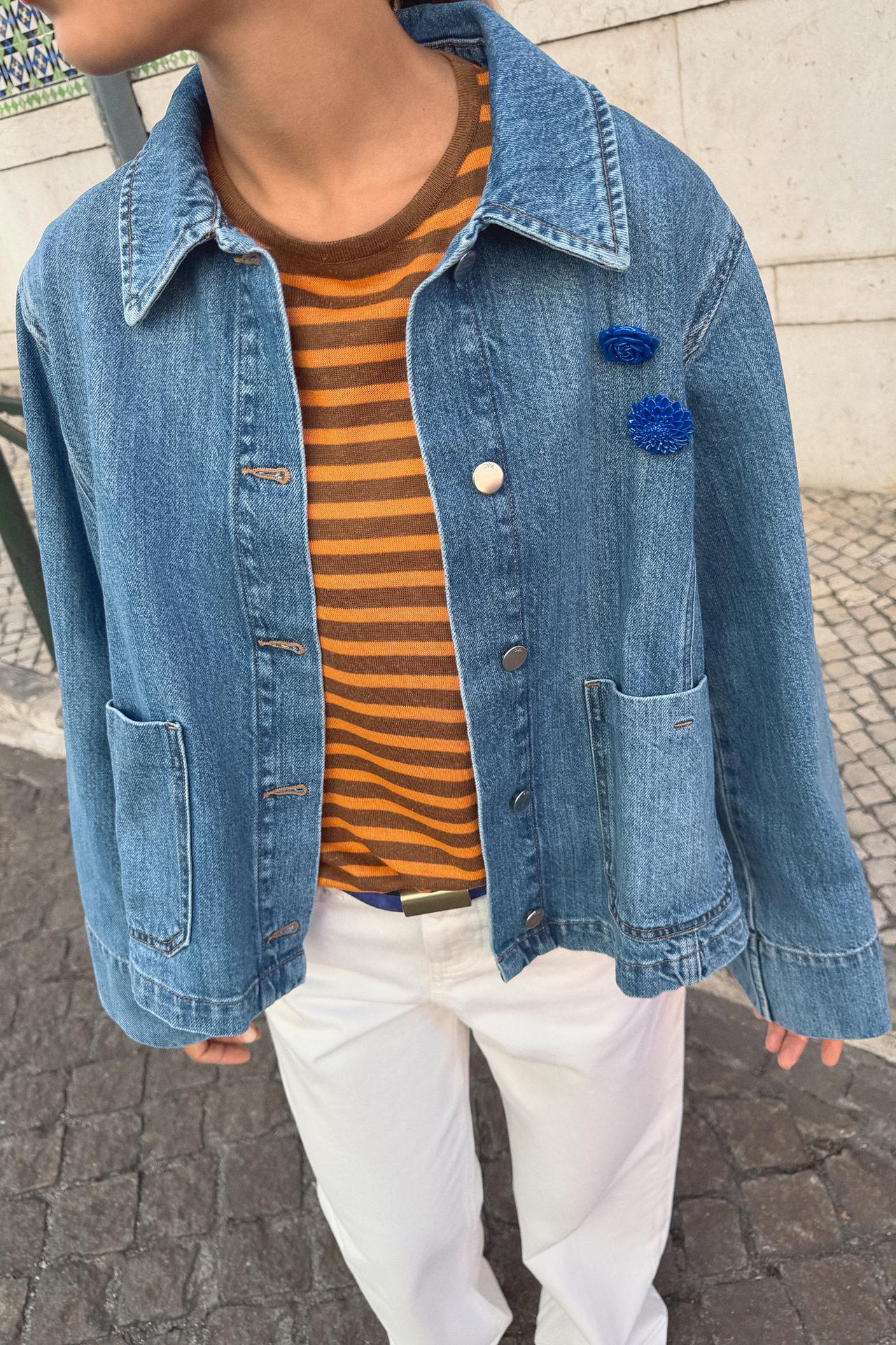 Z1975 CROPPED DENIM JACKET — Mid-blue