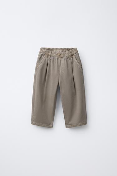 ШТАНИ BALLOON FIT ЗІ СКЛАДКАМИ - Коричневий/сіро-коричневий Zara