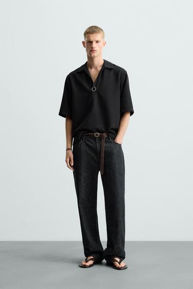 POLO RELAXED FIT ESTRUCTURA - Negro de Zara - Imagen 0
