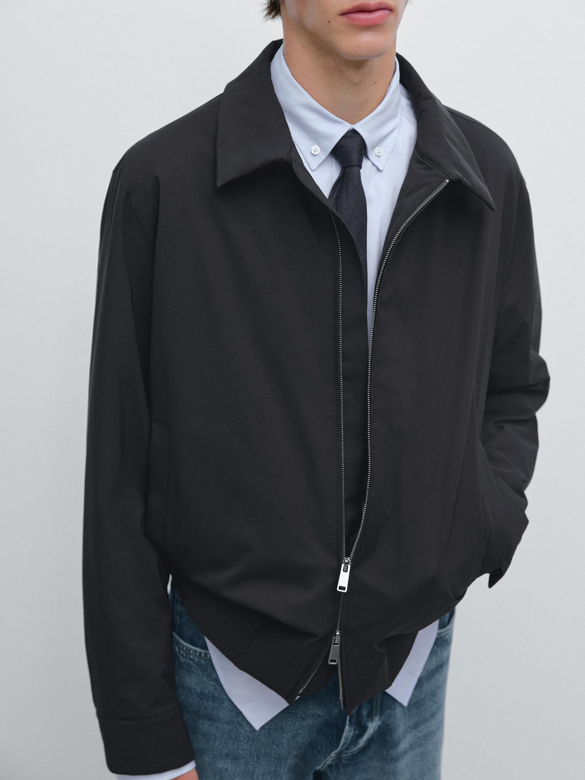 Water-repellent bomber jacket with hem detail